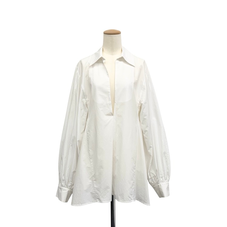 HARUNOBUMURATA ハルノブムラタ HONEY ボリュームスリーブコットンブラウス ホワイト 36 HM23S716-TAK01