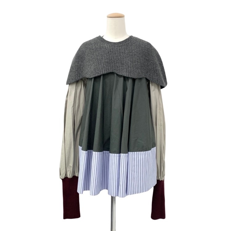 ENFOLD エンフォルド ケープ付き プルオーバーチュニックブラウス グレー 38 300FA930-2060