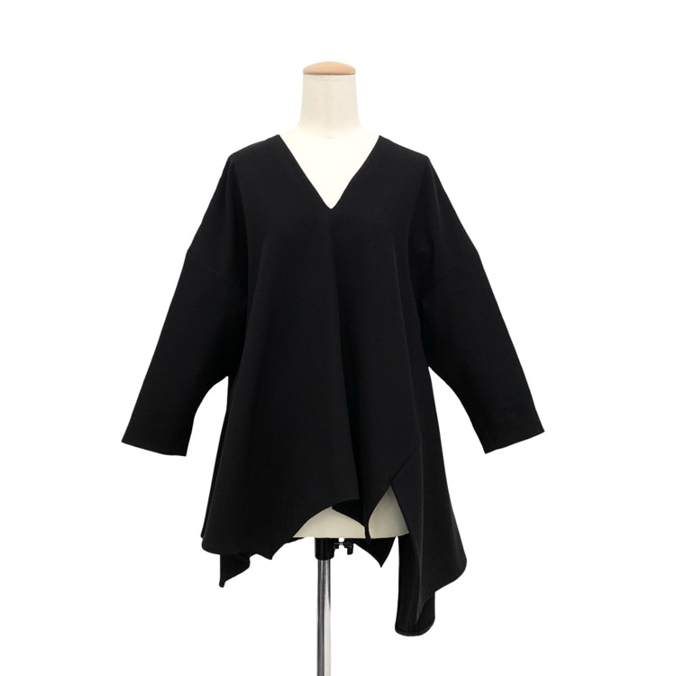 ENFOLD エンフォルド PEドライクロスランダムドレープ プルオーバー ブラウス ブラック 36 300BA230-0750