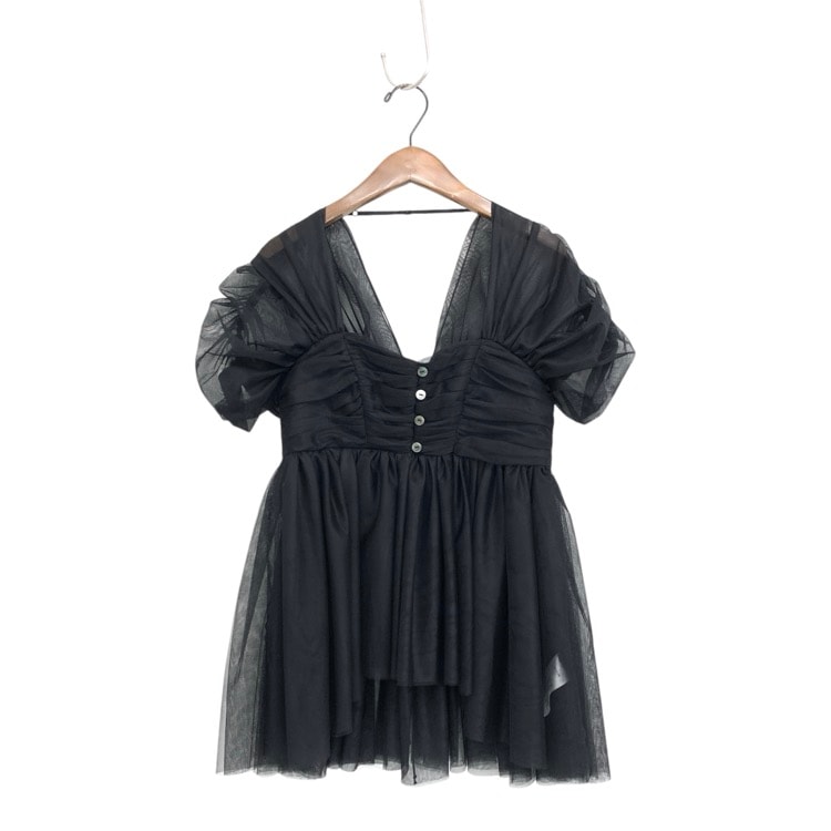 FETICO フェティコ OPEN-BACK GATHERED TULLE TOP ギャザーチュールトップス ブラック FTC242-0102