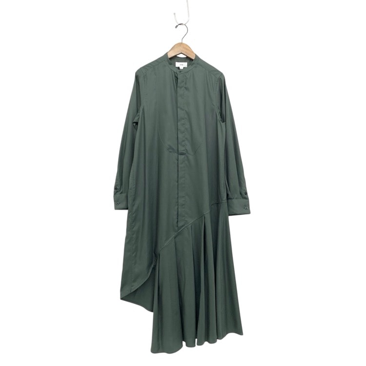 HYKE ハイク FD BOSOM SHIRT DRESS シャツワンピース アシンメトリーヘム オリーブドラブ 1 232-16190