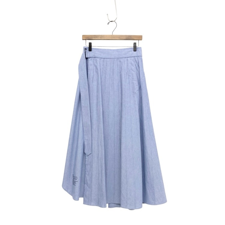 HYKE ハイク CHAMBRAY PLEATED SKIRT シャンブレー プリーツ スカート ブルー 1 201-14092