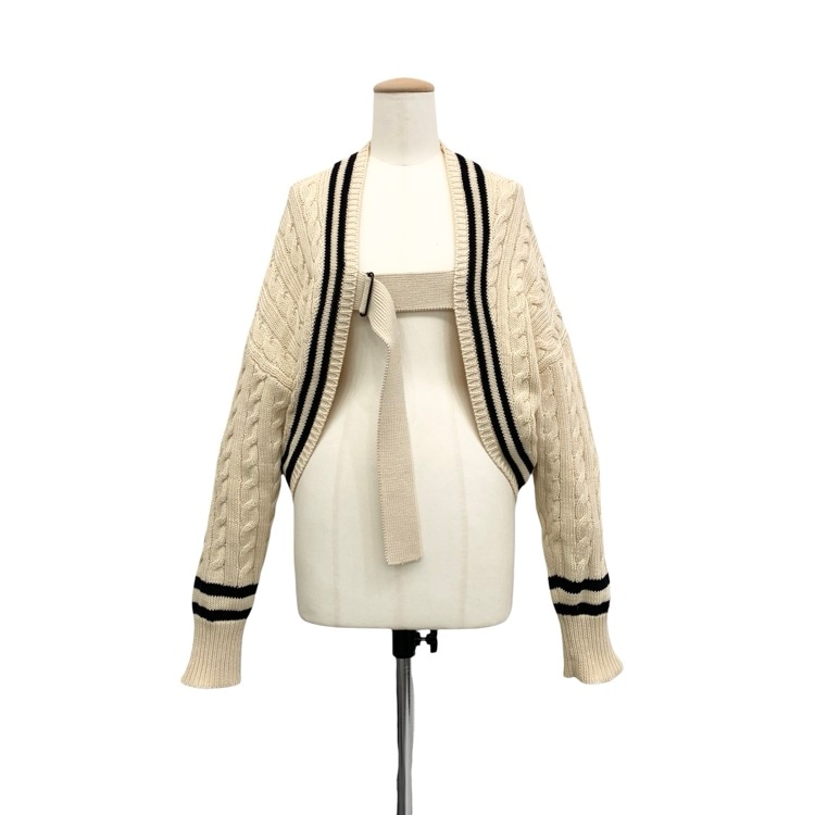 HYKE ハイク TILDEN SWEATER BOLERO チルデンセーターボレロ ケーブルカーディガン アイボリー 1 11196