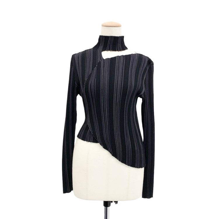 PHOTOCOPIEU フォトコピュー SOLANA オーバルカッティング リブカットソー ブラック 36 251SLN