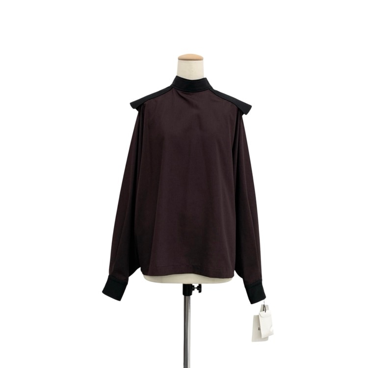 THE RERACS ザ リラクス バックジッププルオーバー ブラウス スタンドカラー マロン 36 23FW-REBL-379L
