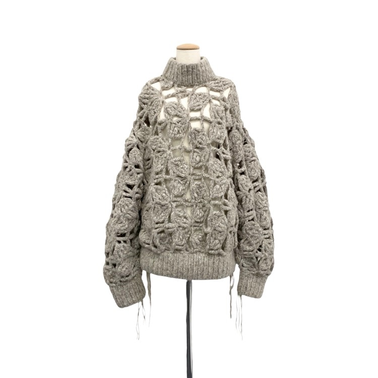 PHOTOCOPIEU フォトコピュー DIAMANTE KNIT クロシェ編みハンドニット セーター グレー TU 212DMT