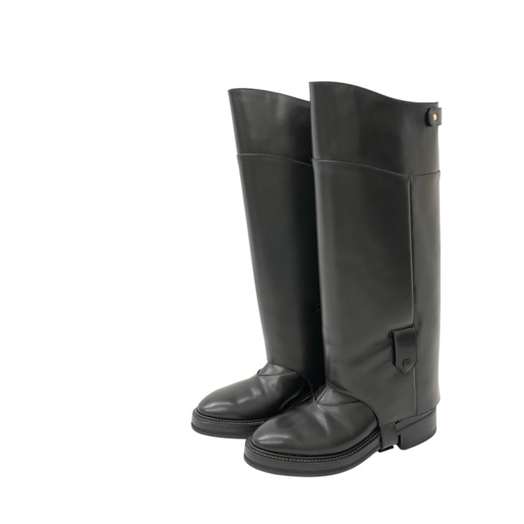 THE RERACS ザ リラクス COW LEATHER COVER LONG BOOTS 2WAYブーツ ブラック 23.5 24FW-REAC-034