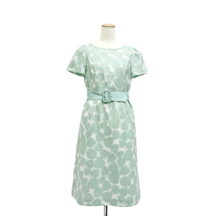 2024SS M'S GRACY エムズグレイシー ベルテッドワンピース ハートリーフ ミント 36 411361