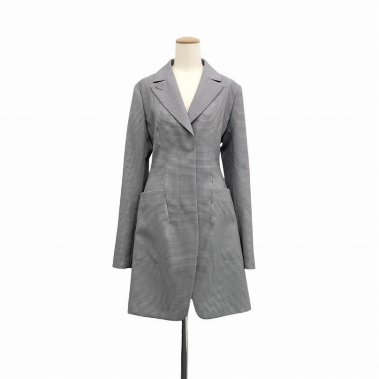 HARUNOBUMURATA ハルノブムラタ IRIS ロングテーラードジャケット チェック グレー 38 HM23W218