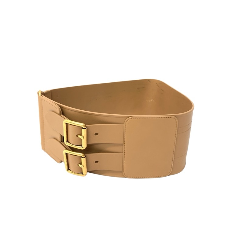 Christian Dior クリスチャンディオール ワイド レザー ロゴベルト キャメル 75