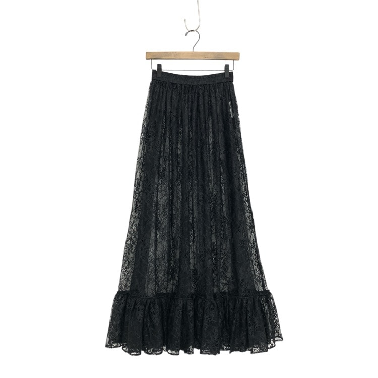 未使用品 24AW FUMIE=TANAKA フミエタナカ HEME LACE FRILL SK ヘムレース フリルスカート マキシ丈 ブラック 1 F24A-42