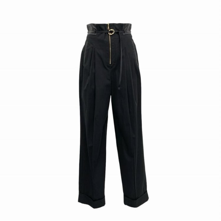 Mame Kurogouchi マメクロゴウチ High Waisted Chino Wide Trousers ハイウエストトラウザー ベルトデザインパンツ 1 MM21PF-PT705