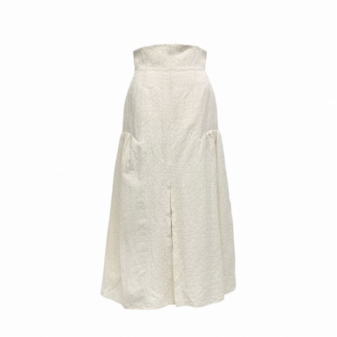 2024SS Mame Kurogouchi マメクロゴウチ Unlevel Dyeing Box Pleats Skirt ムラ染めジャガードスカート ホワイト 2 MM24SS-SK038