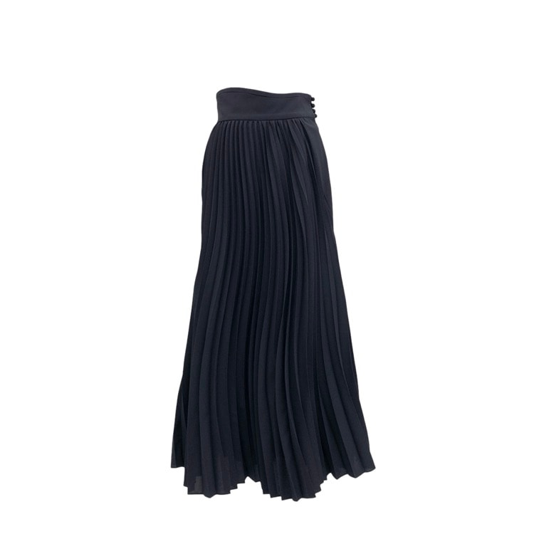 Mame Kurogouchi マメクロゴウチ Curved Pleated Flared Skirt カーブプリーツフレアスカート ネイビー 2 MM22FW-SK042