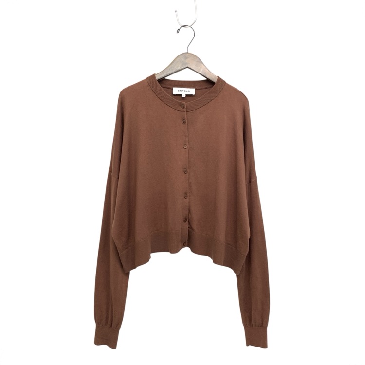 ENFOLD エンフォルド BOXカーデ カーディガン ブラウン 38 300FA270-0060