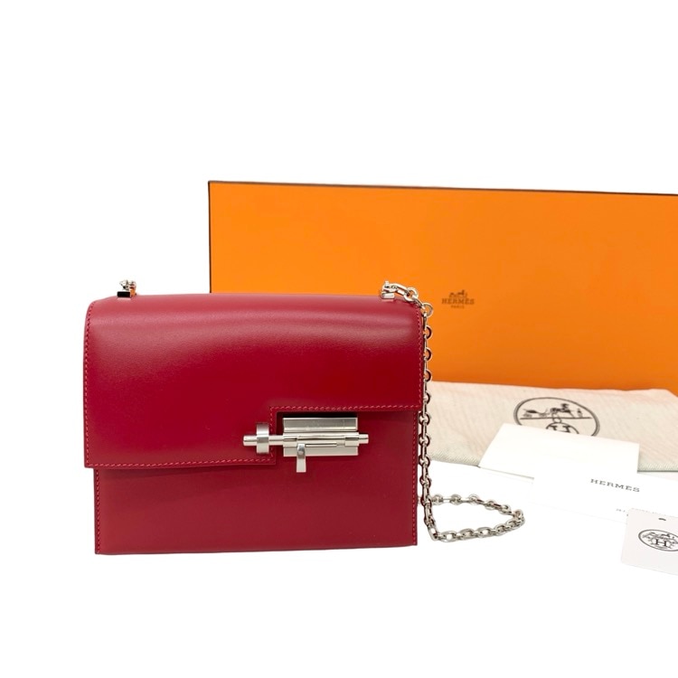 HERMES エルメス ヴェルーミニ チェーン ショルダー バッグ Y刻印 (2020年製) ルージュ系