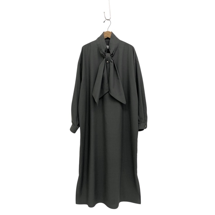 2024AW THE RERACS ザ リラクス スカーフカラープルオーバードレス ワンピース グレー 36 24FW-REOP-145L