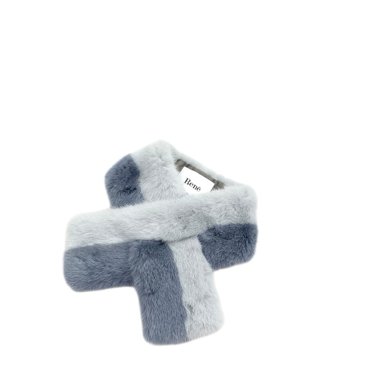 Rene ルネ ミンク マフラー コペンハーゲンファー ティペット ブルー×グレー