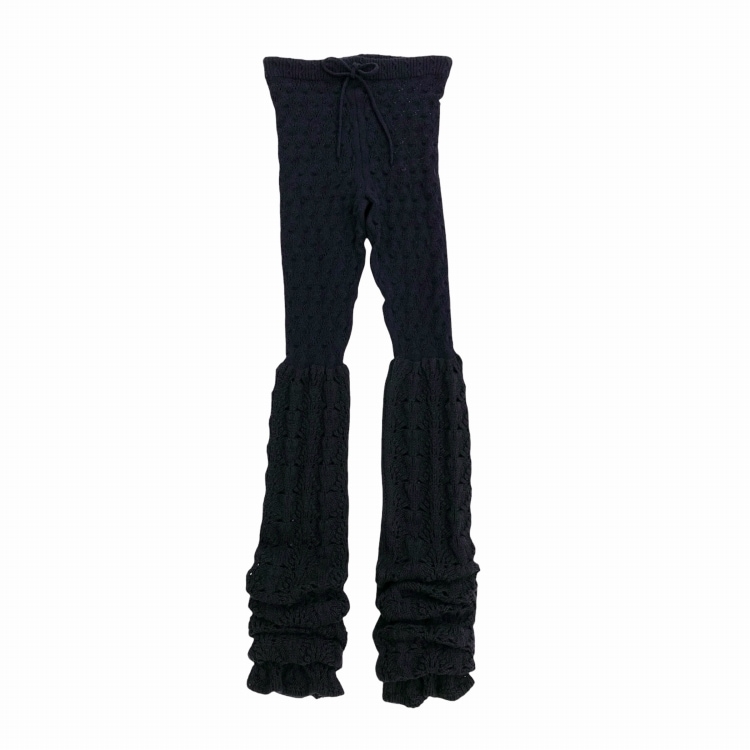未使用品 2024AW Mame Kurogouchi マメクロゴウチ Openwork Pattern Knitted Loose Leggings 透かし柄レースニットレギンス F MM24FW-AC312