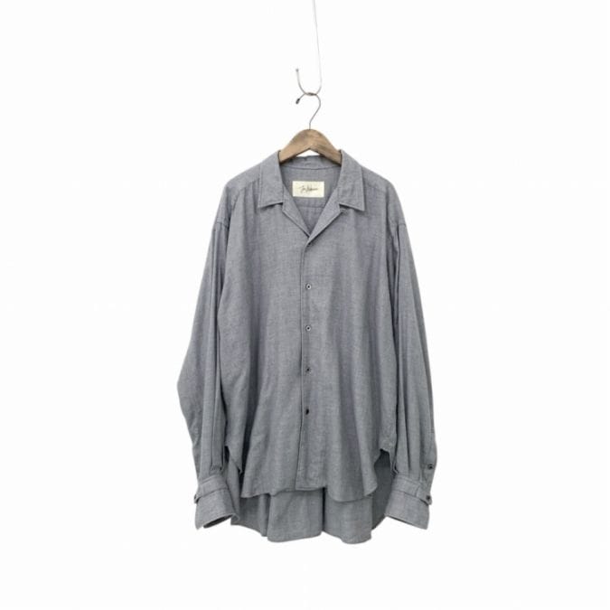 JUN MIKAMI ジュンミカミ オープンカラー ウールシャツブラウス グレー 22AW-4-H