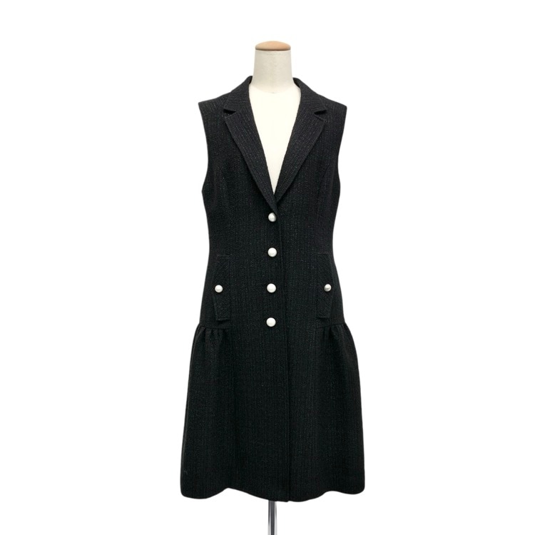 Rene ルネ ツイードジレ ワンピース ブラック 34 6343060