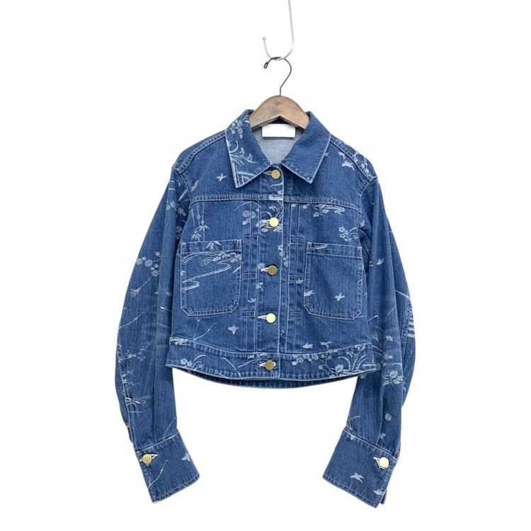 2025SS Mame Kurogouchi マメクロゴウチ Nature Pattern Jacquard Short Denim Jacket 花鳥柄ジャカード デニム ジャケット 1 MM25SS-JK057