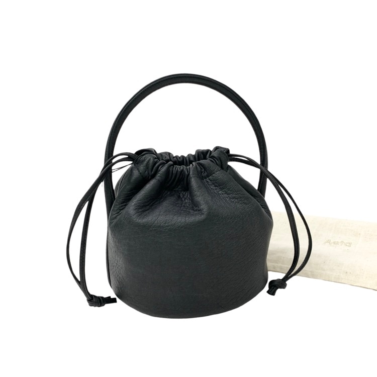 未使用品 Aeta アエタ HANDLE POUCH MINI ディアレザー ハンドルポーチ ミニ ハンドバッグ ブラック DA109