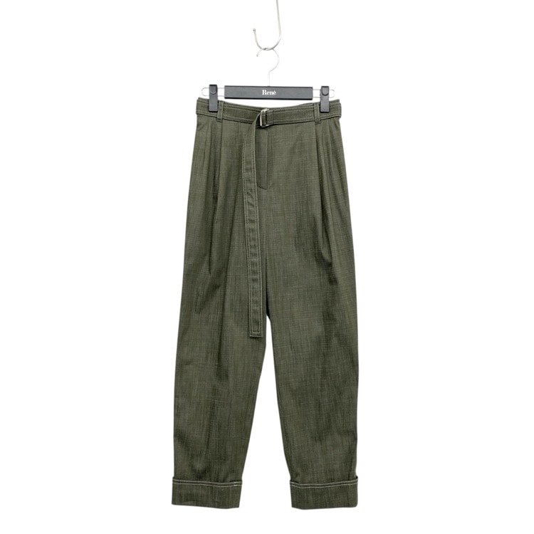 Rene ルネ ウエストベルト付 シャンブレー パンツ カーキ 34 6125070