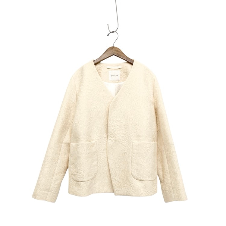 Jonnlynx ジョンリンクス ジャガードノーカラージャケット アイボリー M JL2000-JK517