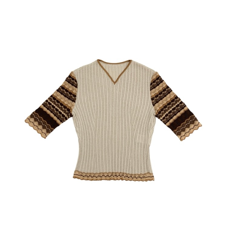 未使用品 Mame Kurogouchi マメクロゴウチ multifloral knitted top ニット トップス ベージュ 2 MM22SS-KN044