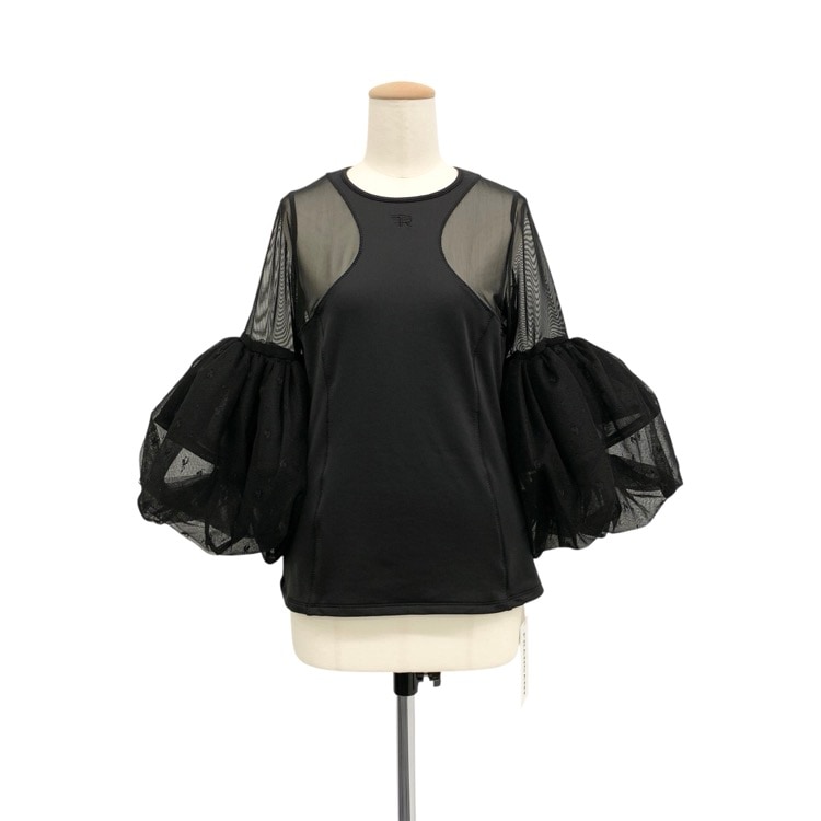 未使用品 2025SS FRANGANT フランゴン Padded sleeve skin tops パニエスリーブスキントップス チュールカットソー ブラック F 25010103