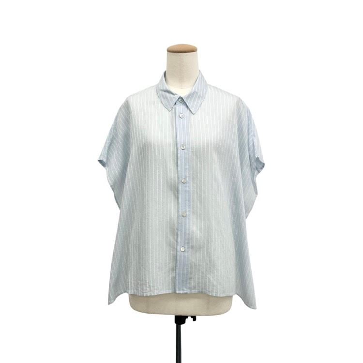 2024SS GALERIE VIE ギャルリーヴィー セルロースシルクブロード ボックスシャツ ブラウス ブルー F 23-01-41-01210