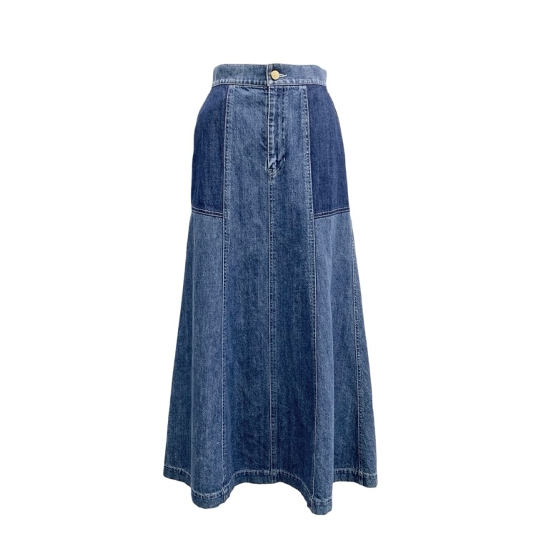 Mame Kurogouchi マメクロゴウチ Trapeze Demin Skirt デニムフレア スカート ブルー 2 MM22PF-SK714