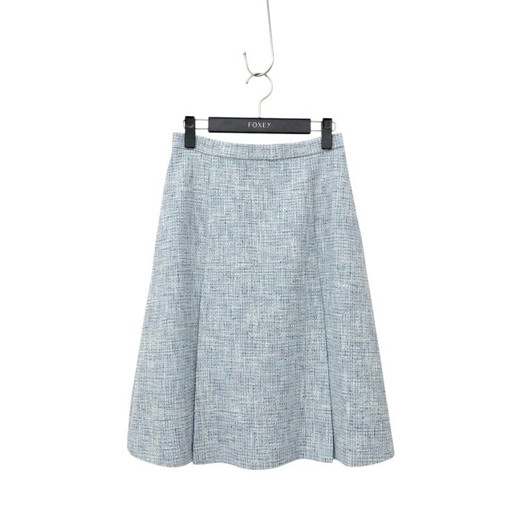 2024AW FOXEY NEW YORK フォクシー スカート ジャネット ツイード ベビーブルー 38 44857-NASOE