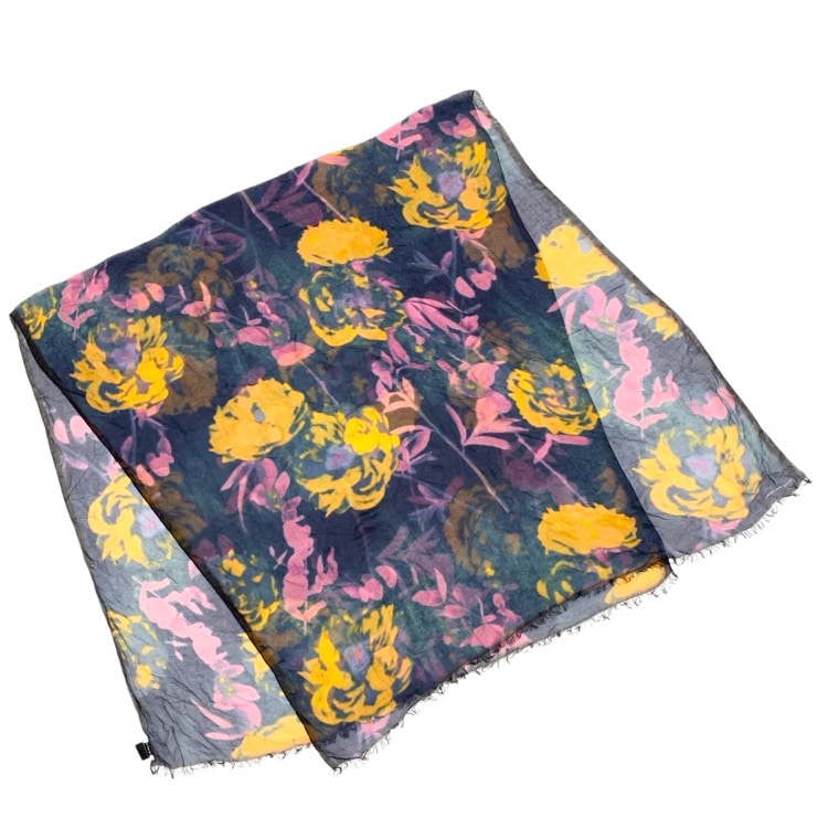DRIES VAN NOTEN ドリスヴァンノッテン フラワー柄 大判ストール シルクモダール マルチカラー