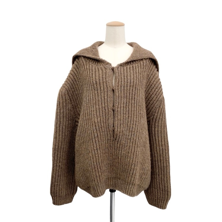 未使用品 JUN MIKAMI ジュンミカミ セーラーカラー ハンドニットプルオーバー セーター ブラウン