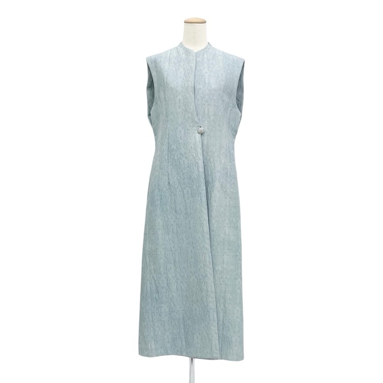 未使用品 2024SS Mame Kurogouchi マメクロゴウチ Unlevel Dyeing Sleeveless Jacket ムラ染めノースリーブジレ ブルー 2 MM24SS-JK037