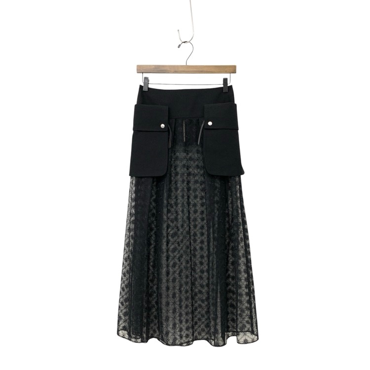 THE RERACS ザ リラクス チュールレイヤードスカート ブラック 36 21FW-RESK-125L