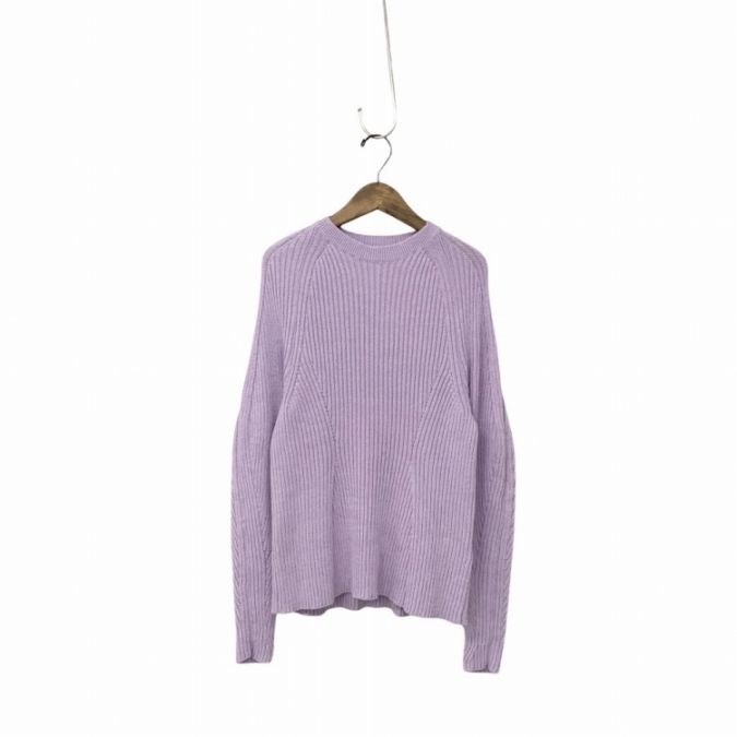 Mame Kurogouchi マメクロゴウチ Washable Linen Knitted Top ウォッシャブルリネンニット セーター パープル 1 MM22SS-KN020