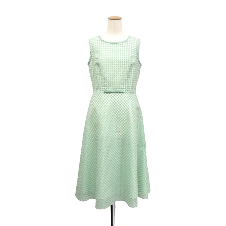2025年春夏 M'S GRACY エムズグレイシー シアーギンガムチェックドレス ワンピース グリーン 36 511328