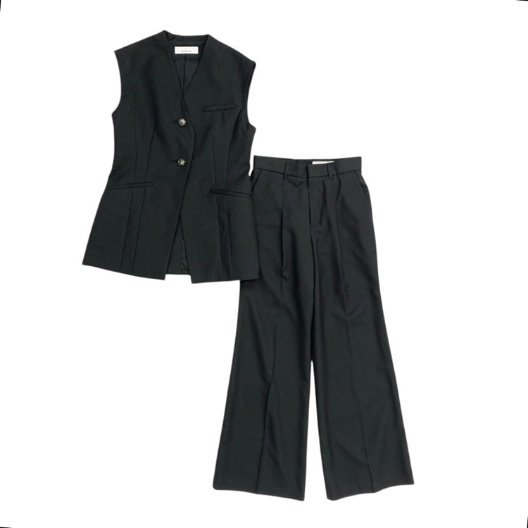 未使用 25SS AKIRANAKA アキラナカ THE TOKYO別注 V Neck Gilet/Straight Flare Pants ジレベストパンツ セットアップ ES2550-BK/ES2551-BK
