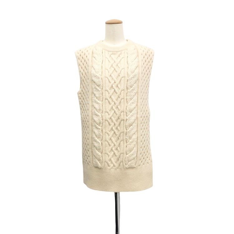 ENFOLD エンフォルド アシンメトリーアランニットベスト ホワイト 38 300CA170-2190