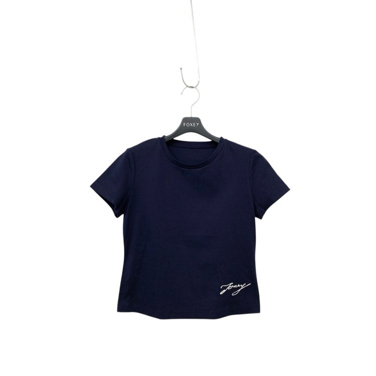 FOXEY NEWYORK フォクシー コントロール C カットソー 刺繍ロゴ Tシャツ ネイビー 38 40805-SBOA