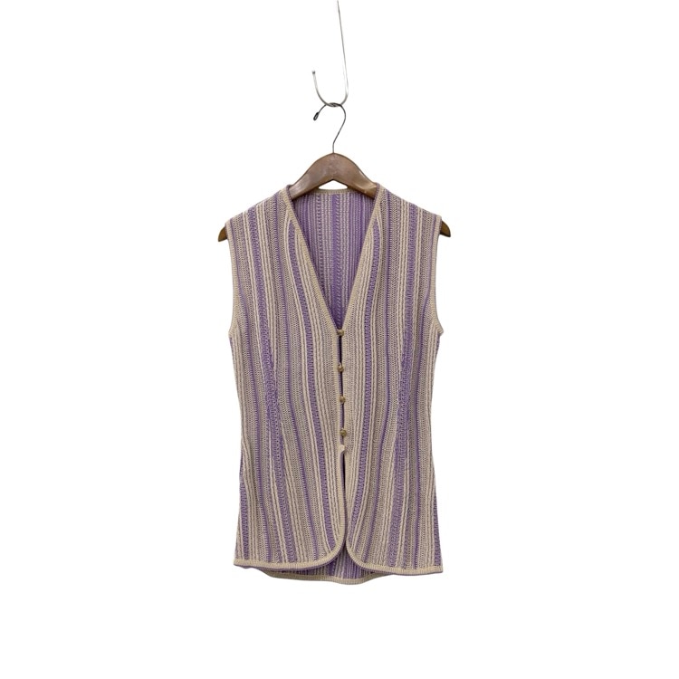 未使用品 2025SS Mame Kurogouchi マメクロゴウチ Drop Jacquard Knitted Vest レーヨンコイルニットベスト ベージュ 1 MM25SS-KN035