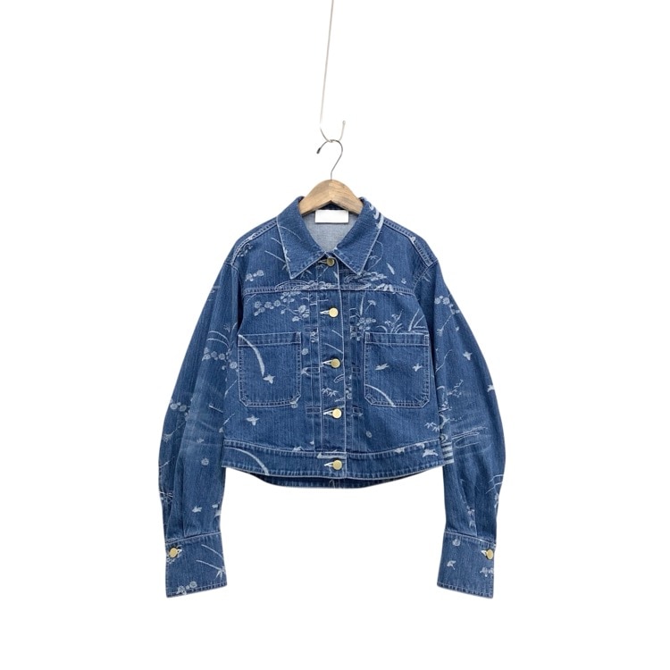 25SS Mame Kurogouchi マメクロゴウチ Nature Pattern Jacquard Short Denim Jacket デニムジャケット ブルー 3 MM25SS-JK057