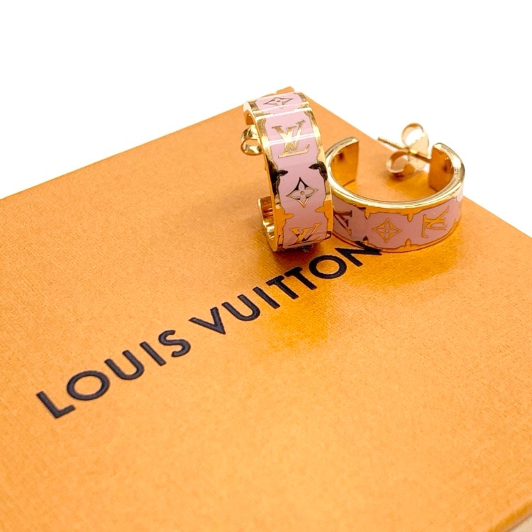 LOUIS VUITTON ルイ・ヴィトン ピアス ナノグラム エナメル ピンク M01831