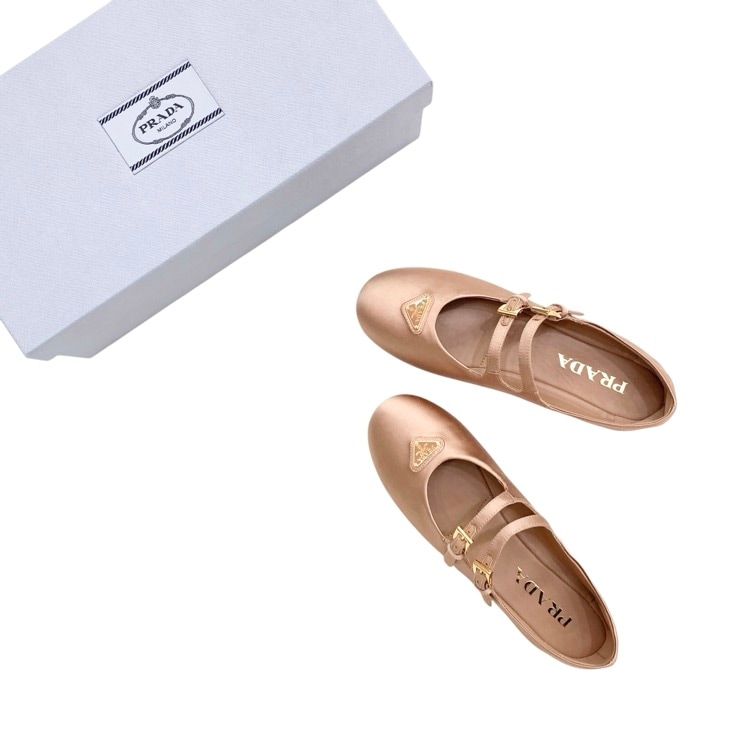 PRADA プラダ サテン バレリーナシューズ ライトベージュ 36 1F794N_049_F0A48_F_005