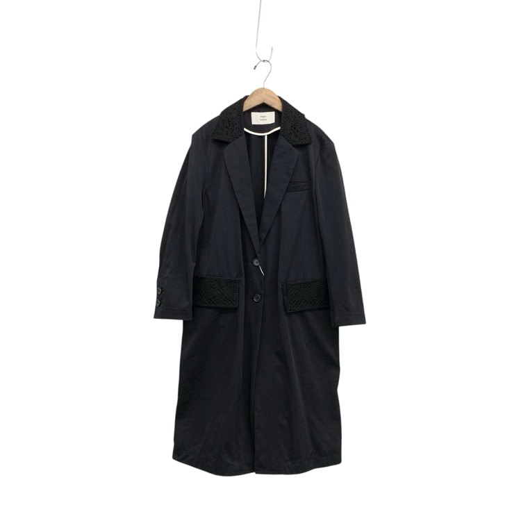 2024SS FUMIE=TANAKA フミエタナカ コード刺繍チェスター コート ブラック 2 F24S-01