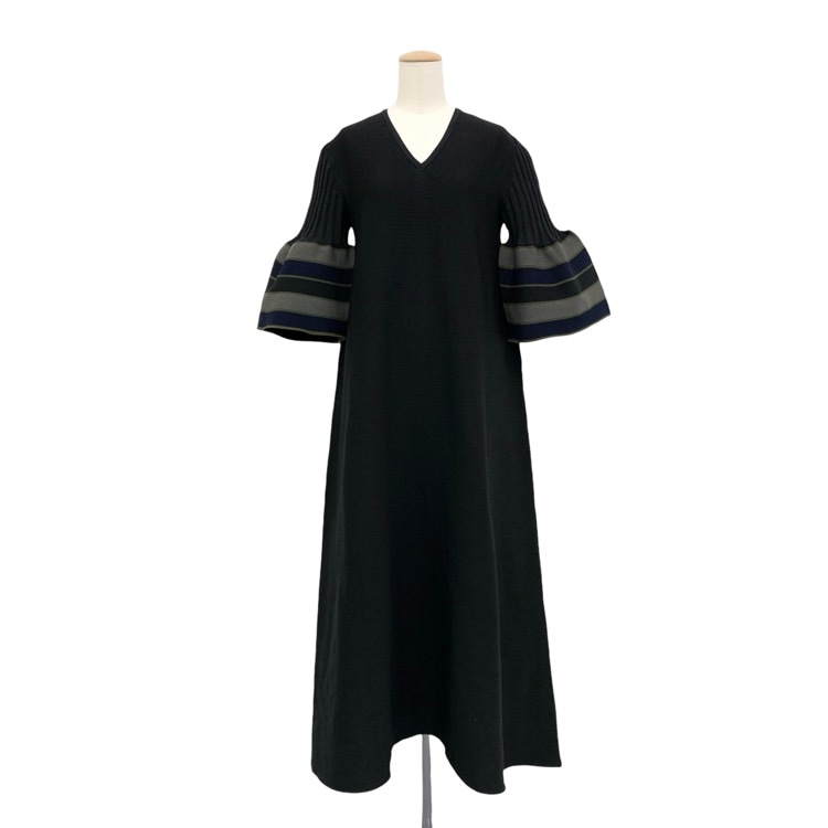 2024AW CFCL シーエフシーエル POTTERY BELL SLEEVE DRESS ポッタリーベルスリーブ ワンピース ブラックマルチ 3 CF008KH118