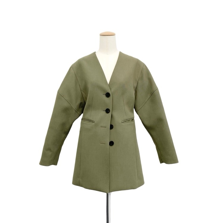 AKIRANAKA アキラナカ Helene Jacket ノーカラージャケット カーキ 1 AR2443